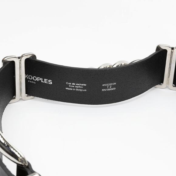The Kooples Women Large Leather & Chain Belt Black Size 2